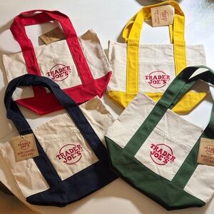 Trader Joe's Mini Canvas Tote Bags Set of 4 NWT